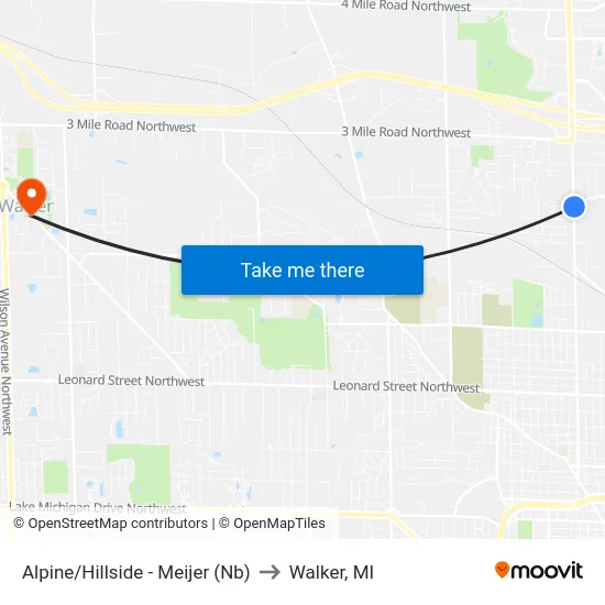 Alpine/Hillside - Meijer (Nb) to Walker, MI map