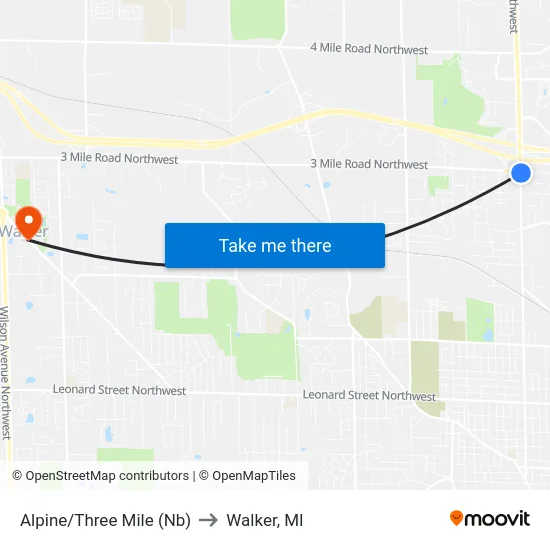 Alpine/Three Mile (Nb) to Walker, MI map