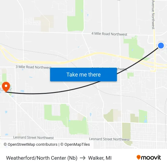 Weatherford/North Center (Nb) to Walker, MI map
