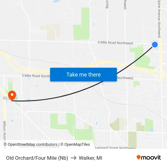 Old Orchard/Four Mile (Nb) to Walker, MI map