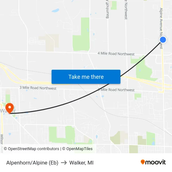Alpenhorn/Alpine (Eb) to Walker, MI map