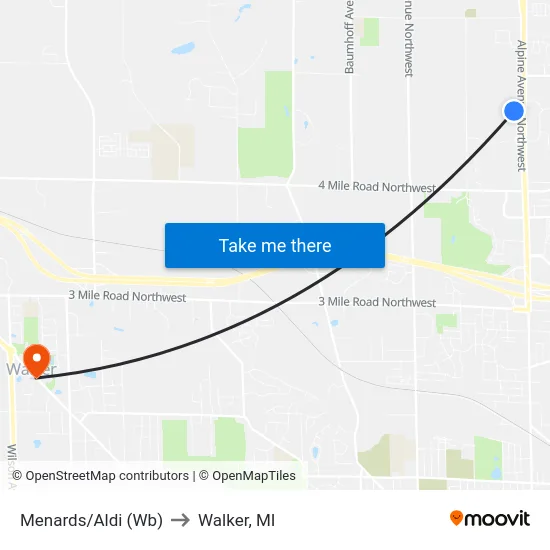 Menards/Aldi (Wb) to Walker, MI map