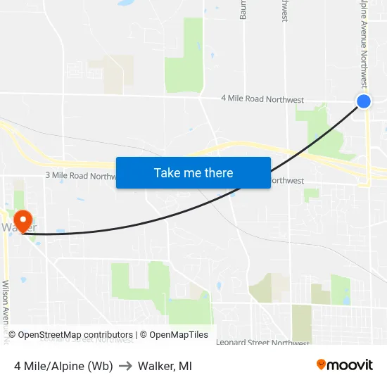 4 Mile/Alpine (Wb) to Walker, MI map