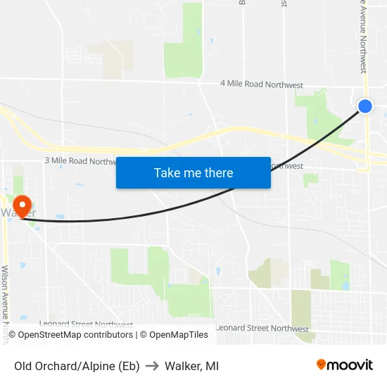Old Orchard/Alpine (Eb) to Walker, MI map