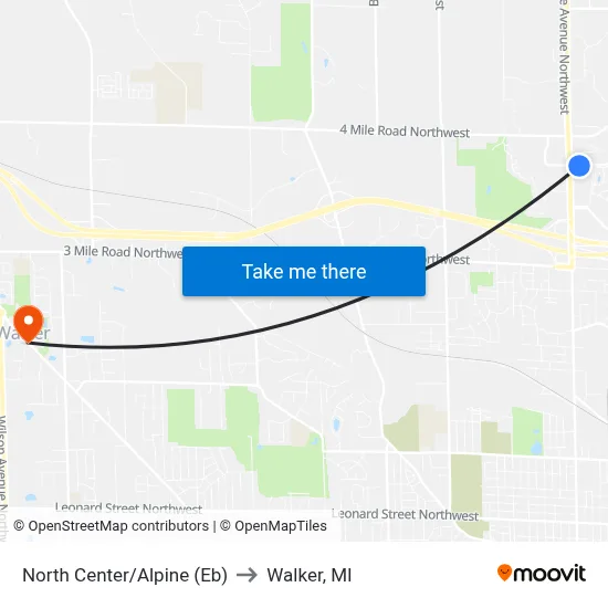 North Center/Alpine (Eb) to Walker, MI map