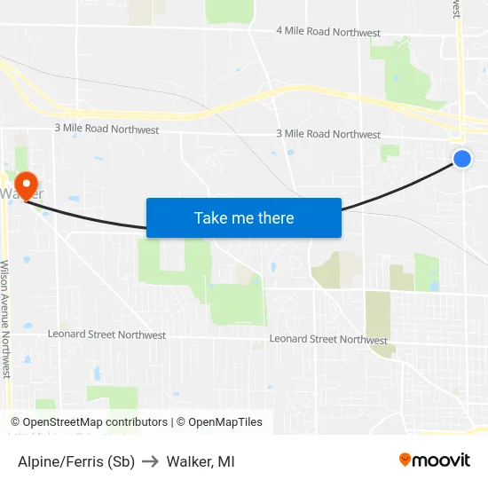 Alpine/Ferris (Sb) to Walker, MI map