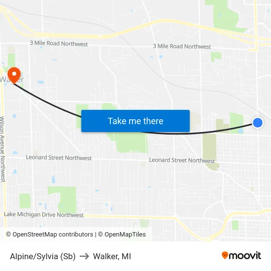 Alpine/Sylvia (Sb) to Walker, MI map