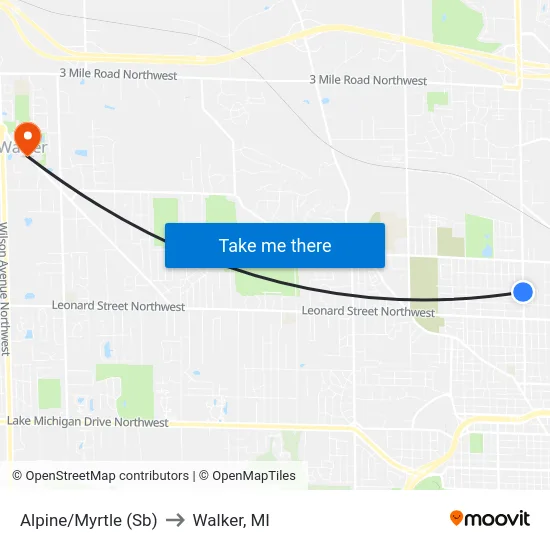 Alpine/Myrtle (Sb) to Walker, MI map