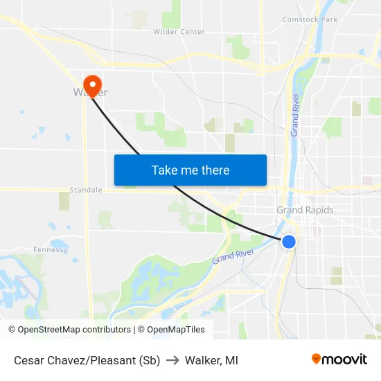 Cesar Chavez/Pleasant (Sb) to Walker, MI map