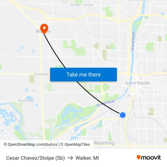 Cesar Chavez/Stolpe (Sb) to Walker, MI map