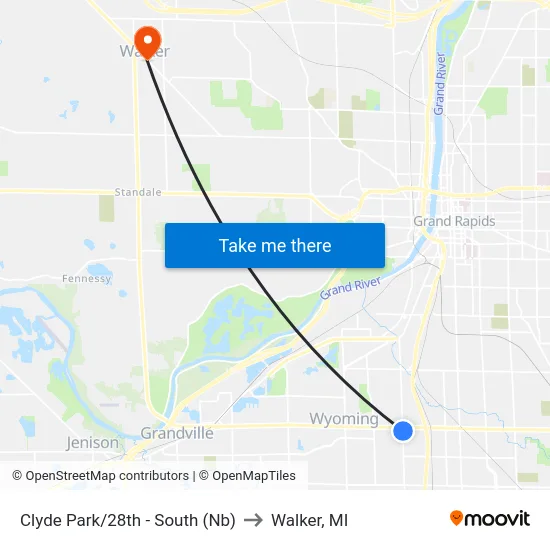 Clyde Park/28th - South (Nb) to Walker, MI map