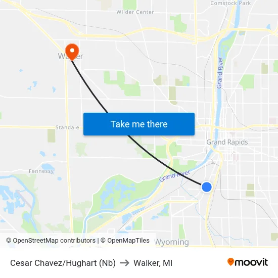 Cesar Chavez/Hughart (Nb) to Walker, MI map