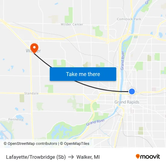Lafayette/Trowbridge (Sb) to Walker, MI map