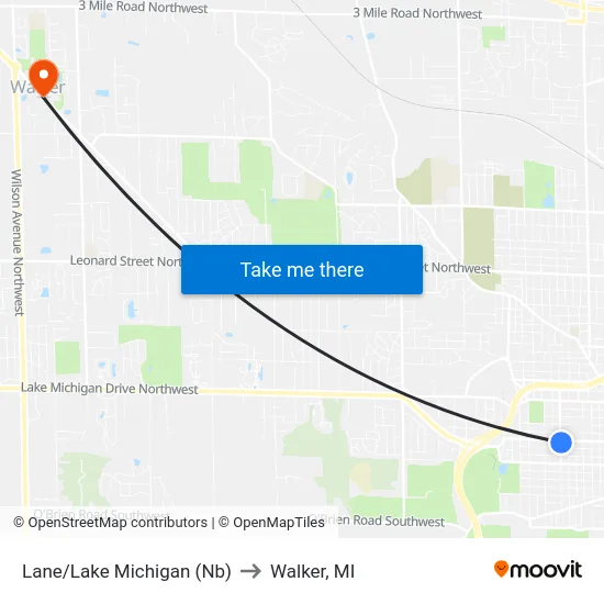 Lane/Lake Michigan (Nb) to Walker, MI map
