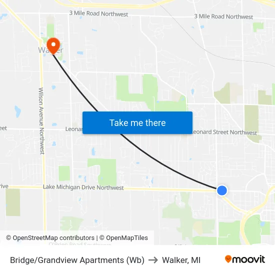 Bridge/Grandview Apartments (Wb) to Walker, MI map