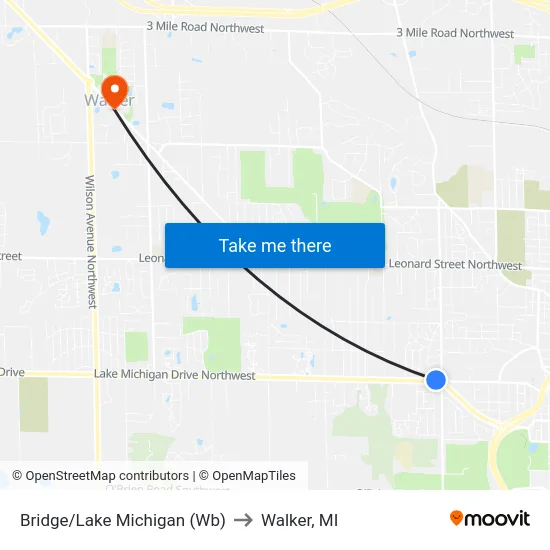 Bridge/Lake Michigan (Wb) to Walker, MI map