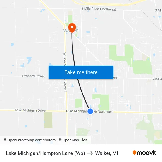 Lake Michigan/Hampton Lane (Wb) to Walker, MI map
