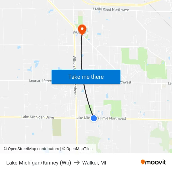 Lake Michigan/Kinney (Wb) to Walker, MI map