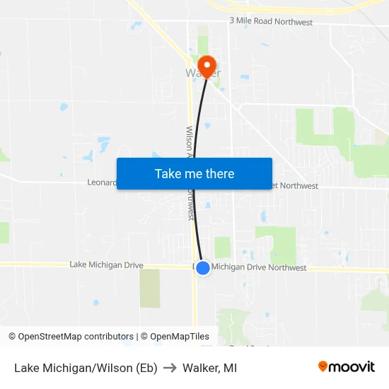Lake Michigan/Wilson (Eb) to Walker, MI map