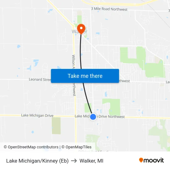 Lake Michigan/Kinney (Eb) to Walker, MI map