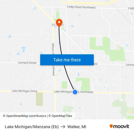 Lake Michigan/Manzana (Eb) to Walker, MI map