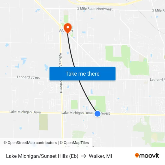 Lake Michigan/Sunset Hills (Eb) to Walker, MI map