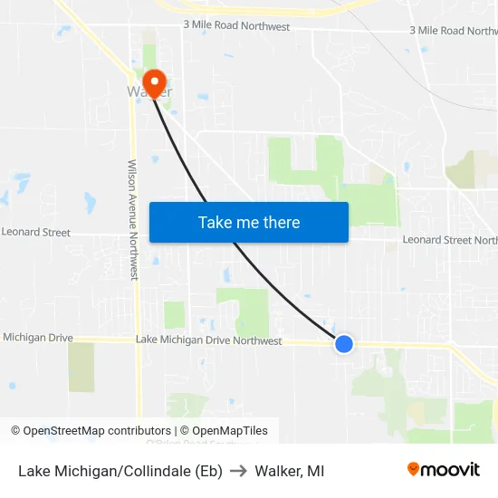 Lake Michigan/Collindale (Eb) to Walker, MI map