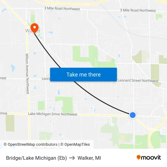 Bridge/Lake Michigan (Eb) to Walker, MI map