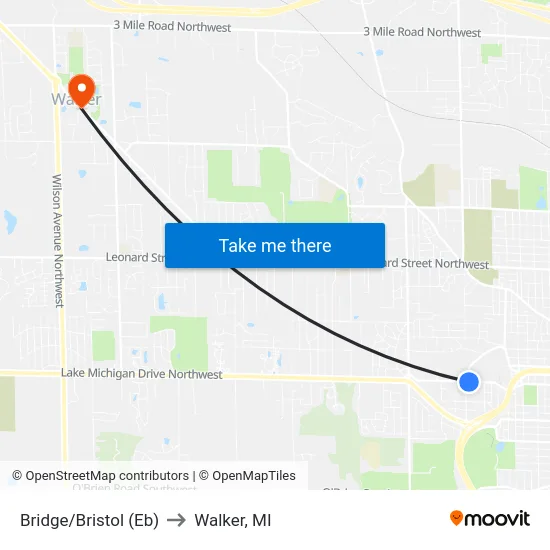 Bridge/Bristol (Eb) to Walker, MI map