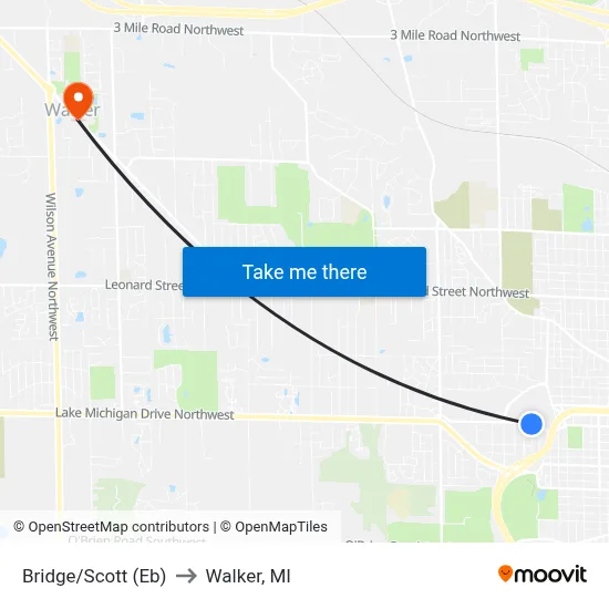 Bridge/Scott (Eb) to Walker, MI map