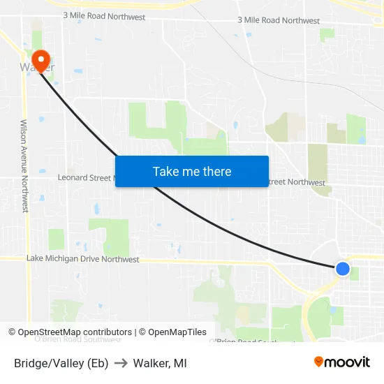 Bridge/Valley (Eb) to Walker, MI map