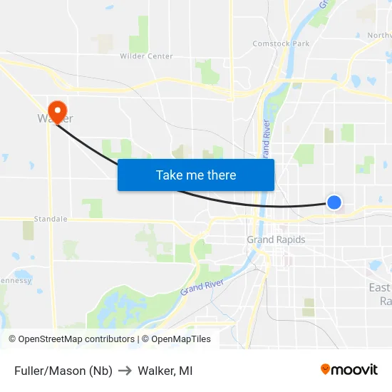 Fuller/Mason (Nb) to Walker, MI map