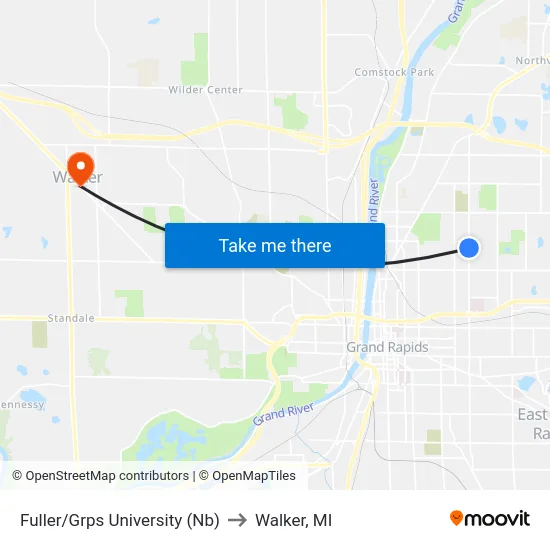 Fuller/Grps University (Nb) to Walker, MI map