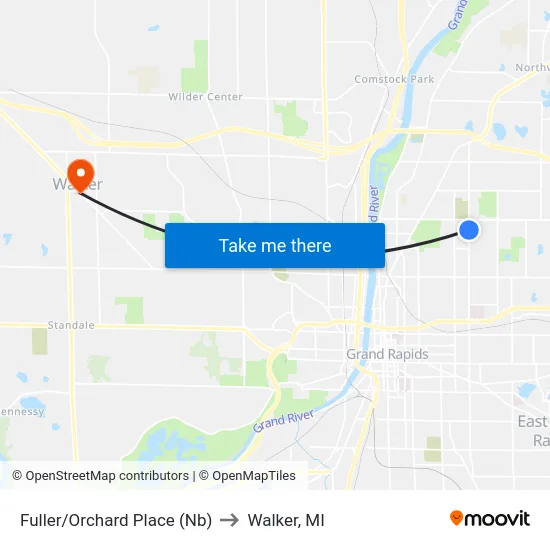 Fuller/Orchard Place (Nb) to Walker, MI map