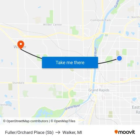 Fuller/Orchard Place (Sb) to Walker, MI map