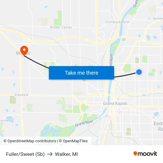 Fuller/Sweet (Sb) to Walker, MI map