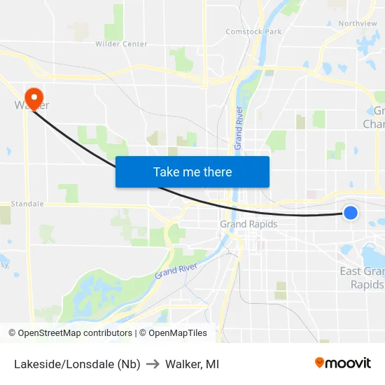 Lakeside/Lonsdale (Nb) to Walker, MI map