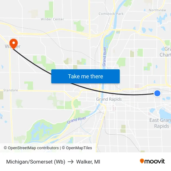 Michigan/Somerset (Wb) to Walker, MI map