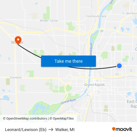 Leonard/Lewison (Eb) to Walker, MI map