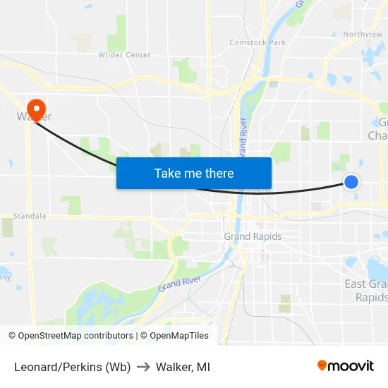 Leonard/Perkins (Wb) to Walker, MI map