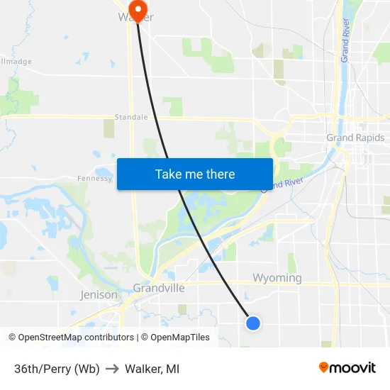 36th/Perry (Wb) to Walker, MI map