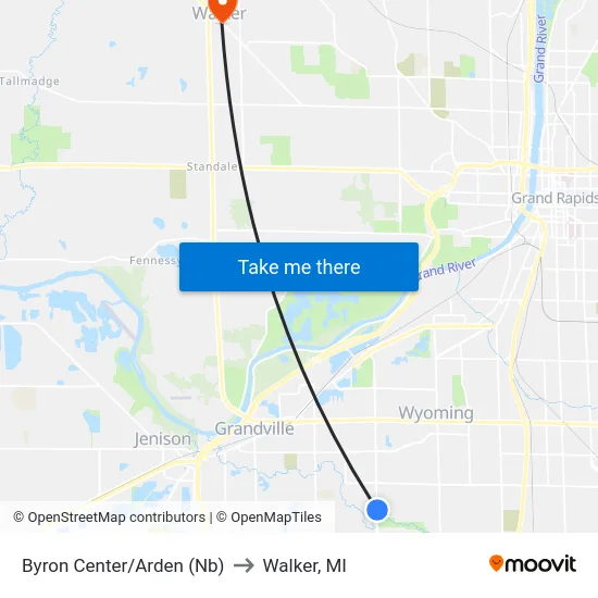 Byron Center/Arden (Nb) to Walker, MI map