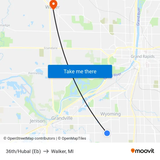 36th/Hubal (Eb) to Walker, MI map