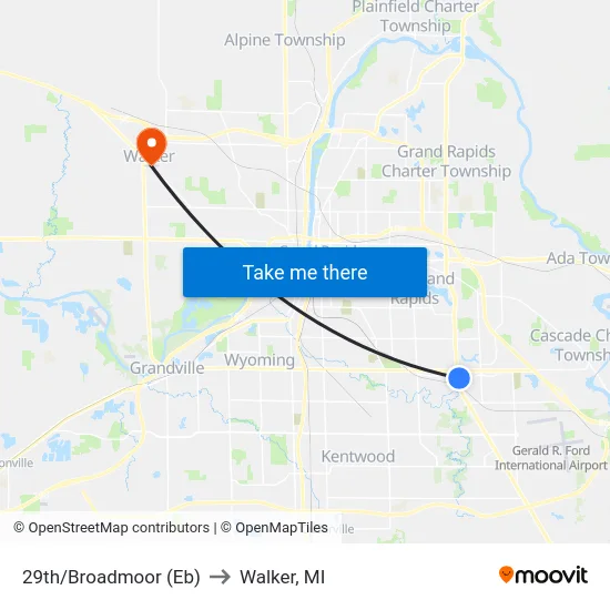 29th/Broadmoor (Eb) to Walker, MI map