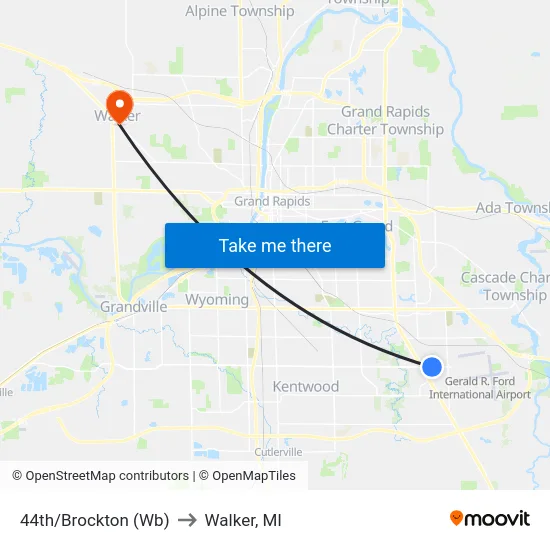 44th/Brockton (Wb) to Walker, MI map