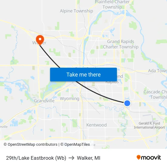 29th/Lake Eastbrook (Wb) to Walker, MI map