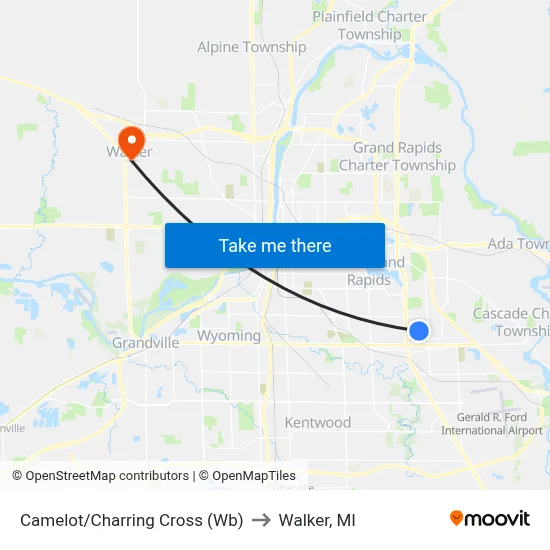 Camelot/Charring Cross (Wb) to Walker, MI map