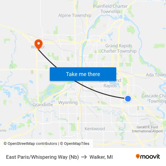 East Paris/Whispering Way (Nb) to Walker, MI map