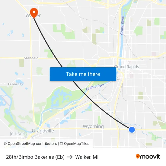 28th/Bimbo Bakeries (Eb) to Walker, MI map
