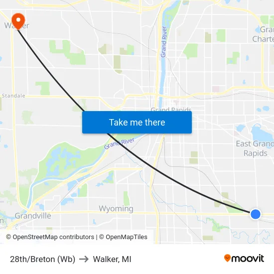 28th/Breton (Wb) to Walker, MI map